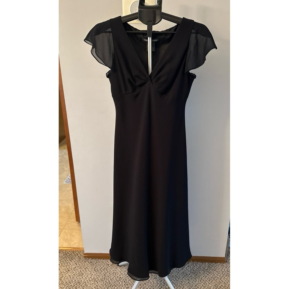 Jones Wear Dress Women's Black Sheer Short Sleeve Long Dress Size 8